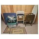 Card Table, Chairs, Welcome Mats, Iron