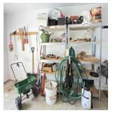 Two 5 Tier Metal Shelving Units, Lawn Tools
