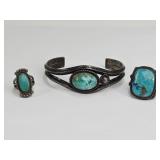 .736 OZT Sterling & Turquoise Rings, Bracelet