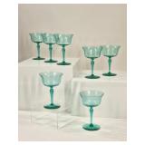 7 Tiffin Glass Champagne Coupe Glasses