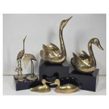 Brass Animal Figurines: Swans, Ducks, Cranes