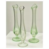 3 Uranium Swung Glass Vases