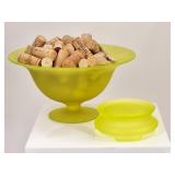 Uranium Glass Canary Yellow Bowl, RARE Tiffin