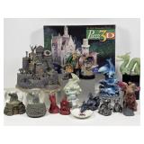 Pewter Fantasy Figurines w/ Gemstone Orbs, Dragons