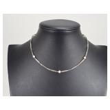 7.33 Grams 18K Gold & Pearl Watch Chain Necklace