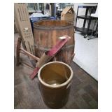 Wood Barrel, Hand Saw, Croc, Corn Planter