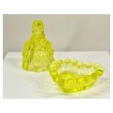 Yellow Uranium Boyd Lady Figure, Heart Shaped Dish