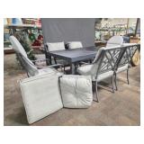 Metal Patio Table & 6 Matching Chairs w/ Cushions