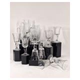 Bohemian Crystal: 8 Wine Glasses & 4 Mugs
