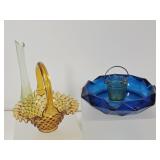 Uranium Glass Vase, Fenton, Viking Cigar Ashtray