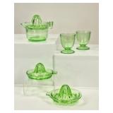 5 Uranium Glass: Juicers, Sherbert Glasses