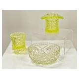 Yellow Uranium Glass: Toothpick Holder, Top Hat