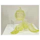 Yellow Uranium Glass: Shoes, Covered Dish