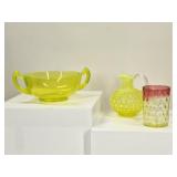 3 Uranium Glass: Fenton, H. Hobbs & More