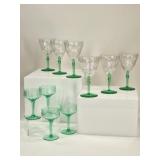 Uranium Glass Glasses: 4 Champagne & 6 Wine