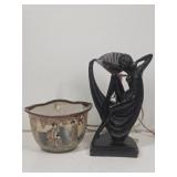 Art Deco Lamp & Asian Wall Pocket