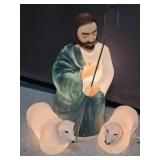 Empire Blow Mold Nativity Shepherd w/ 2 Sheep