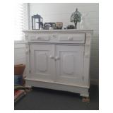 Painted Marble Topped Cabinet, Lantern, Brushes