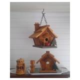 2 Birdhouses, Wood Trunk, Decor