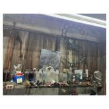 Vintage Bottles, Light, Porcelain Pan, Hand Tools