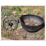 Large Cast Iron Kettle, Iron Wheel
