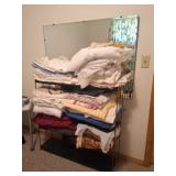 MCM Four Tier Shelf, Vintage Linens