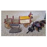 Vtg. Cast Iron Beer Wagon, Sad Iron, Mini Cannon