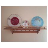 Plate Shelf, 3 Vintage Glass Bowls