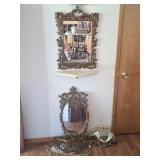 Vintage Wall Shelves, Wall Mirrors, Sconce Plaque