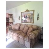 Broyhill Couch, Wall Mirror and Sconces