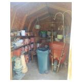 Large Amount of Planters, Wheelbarrow, Garden Cart