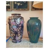Chinoiserie Ginger Jar Vase, Jade Green Vase