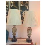 Pair of Mid-Century Figural Asian-Inspired Lamps