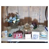Pink Depression Glass, Ruby Red Plates, Clock