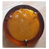 MCM Blenko Owl Amber Glass Ashtray