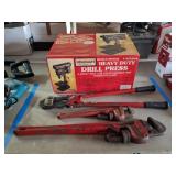 Bolt Cutters, Pipe Wrenches, Drill Press