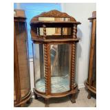 Oak Bowed Glass Curio with Rope Trim