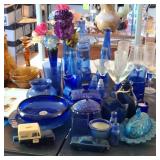 L.E. Smith Eagle Ashtray, Moon & Stars, Cobalt