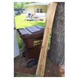 Cedar, Saw Horses, Wheeled Trash Cans