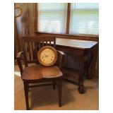Library Table, Bankers Chair, Clock