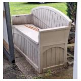 Suncast Bench, Yard Decor, Gas Cans