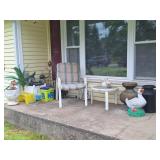 Patio Table, Chair, Milk Can, Concrete Duck