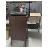 Vintage Record Cabinet, Turntable, Record Albums