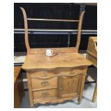 Antique Wood Wash Stand, Vintage Razor