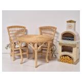 American Girl Doll Rattan Patio Set, Fireplace