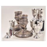 Weighted Sterling Silver: 8 Cups & 2 Candlesticks