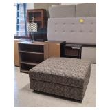 Over Sized Storage Ottoman, Bookcase, Lamp