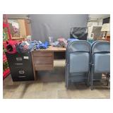 Card Table and Chairs, Desk, File Cabinet