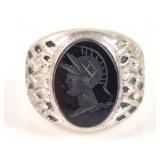 .35 OZT Sterling Silver & Onyx Cameo Menï¿½s Ring