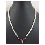Pearl, Ruby & Diamond Necklace